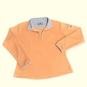WOMENS HORNY TOAD 1/4 ZIP BUTTER SOFT FLEECE PULLOVER|PASTEL ORANGE/BLUE|Sz S